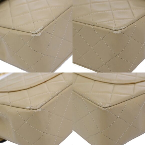 CHANEL CC Logo Matelasse Chain Shoulder Bag Leather Beige GHW Vintage - Picture 7 of 16